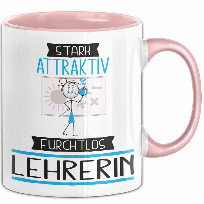 Lehrerin Tasse Geschenk Becher Stark Attraktiv Furchtlos Lehrerin Lustige Geschenkidee Rosa Trendation