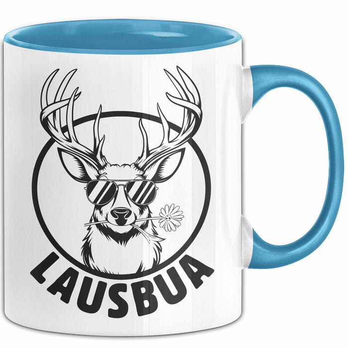 Lausbua Tasse Geschenk Oktober München Geschenkidee Hirsch Becher Blau Trendation