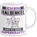 Halbenkel Tasse Geschenk für Halbenkel Geburtstag Lustiger Spruch Kaffee-Becher Was Ist Deine Superkraft Weiß Trendation
