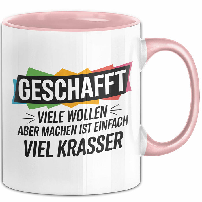 Schüler Abschluss Tasse Geschenk Lustige Geschenkidee Spruch Geschafft Viele Wollen Rosa Trendation