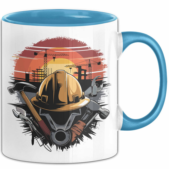 Bauarbeiter Tasse Geschenkidee für Bauarbeiter Blau Trendation