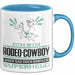 Rodeo-Cowboy Geschenk Tasse Ich Bin Rodeo-Cowboy Aber Sag Doch Einfach Superheld Lustige Geschenkdiee für Rodeo-Cowboy Kaffee-Becher Blau Trendation