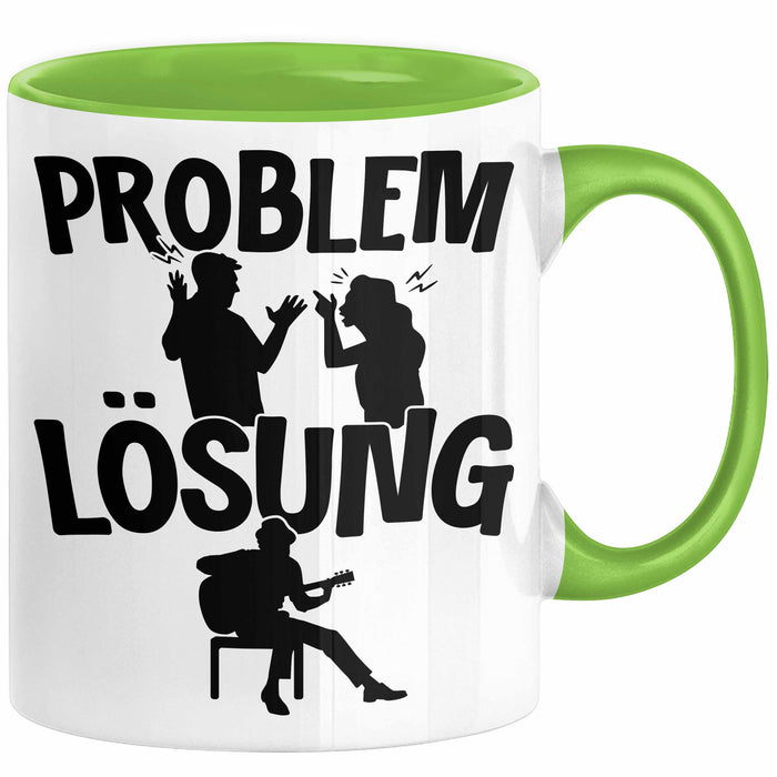 Gitarrist Tasse Geschenk für Gitarrenspieler Männer Geschenkidee Problem und Lösung Gitarre Grün Trendation