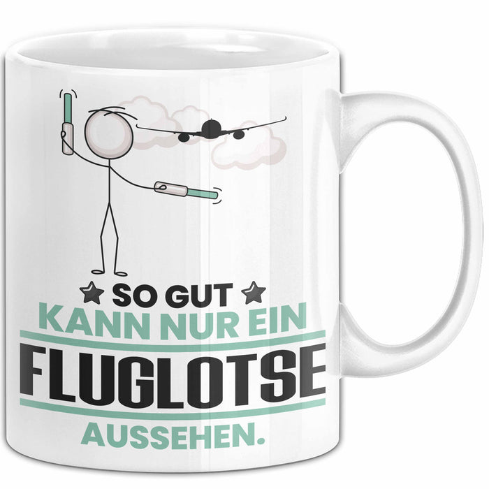Fluglotse Geschenk Tasse So Gut Kann Nur Ein Fluglotse Aussehen Geschenkidee Kaffee-Becher Weiß Trendation