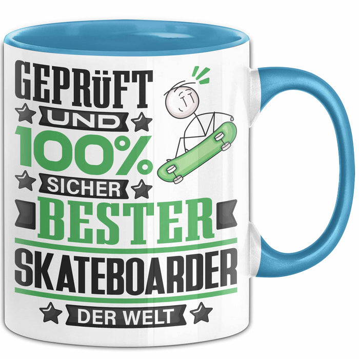 Skateboarder Geschenk Lustiger Spruch für Skateboarder Geschenkidee Bester Skateboarder Der Welt Blau Trendation