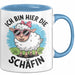 Schaf Tier Tasse Geschenk Lustige Geschenkidee Spruch Ich bin hier die Schäffin Blau Trendation