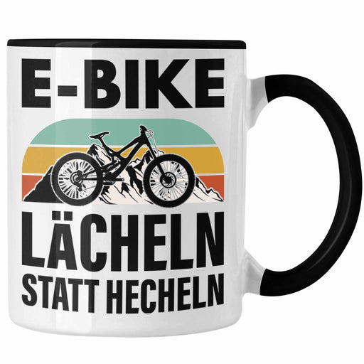 Trendation - Elektrofahrrad E-Bike Tasse mit Spruch Geschenk Ebike Lustige Geschenke Kaffeetasse Rentner Schwarz Trendation
