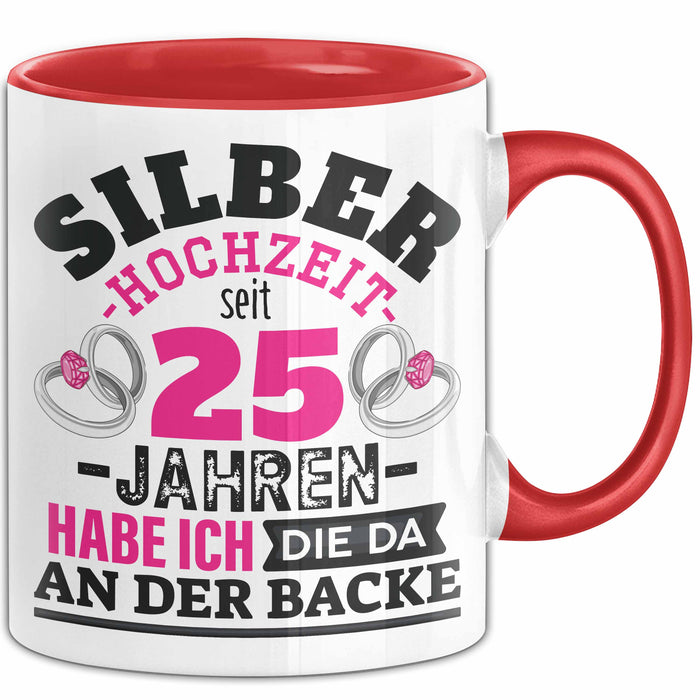 Silberhochzeit Tasse Geschenk Seit 25 Jahren Lustiger Spruch Humorvoll Rot Trendation