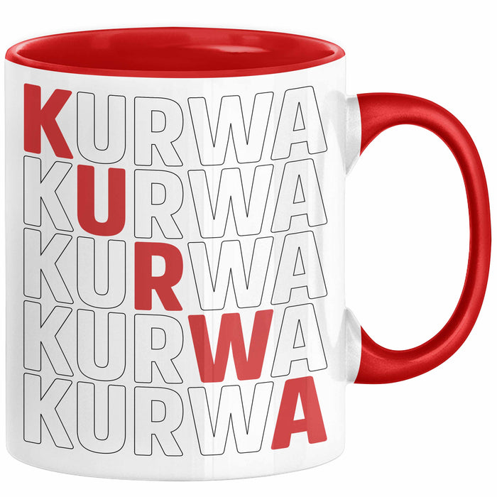 Kurwa Tasse Polen Polska Kaffee-Becher Rot Trendation