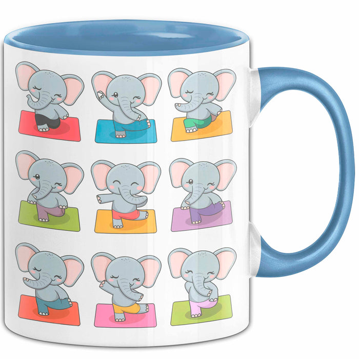 Elefant Tier Tasse Geschenk Lustige Geschenkidee Spruch Elefanten Yoga Blau Trendation