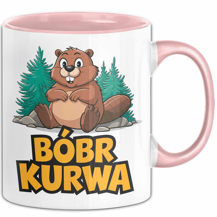Polnisch Bóbr Kurwa Tasse Geschenk Lustige Geschenkidee Rosa Trendation