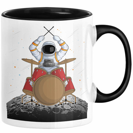 Drummer Schlagzeug-Spieler Geschenk Tasse Geschenkidee Kaffee-Becher Schlagzeuger Mond Grafik Schwarz Trendation
