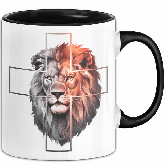 Jesus Löwe von Juda Tasse Geschenk Lustige Geschenkidee Spruch Schwarz Trendation