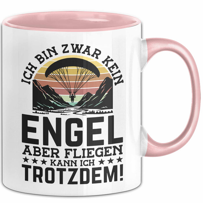 Fallschirmspringer Tasse Geschenk Ich Bin Zwar Kein Engel Aber Fliegen Kann Ich Trotzdem Geschenkidee Becher Rosa Trendation