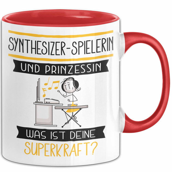 Synthesizer-Spielerin Und Prinzessin Tasse Geschenk Für Eine Synthesizer-Spielerin Geburtstag Was Ist Deine Superkraft Rot Trendation
