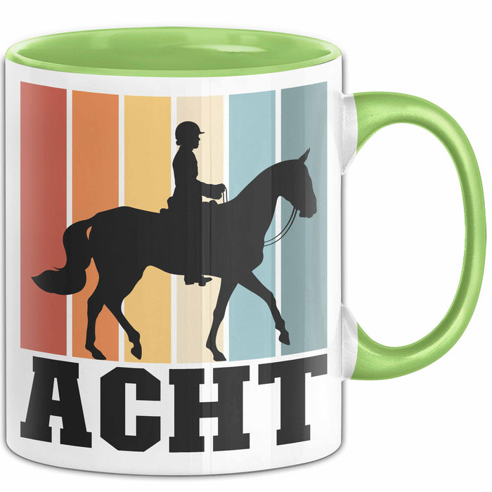 Tasse Geschenk Acht Retro Pferd Design Becher Grün Trendation