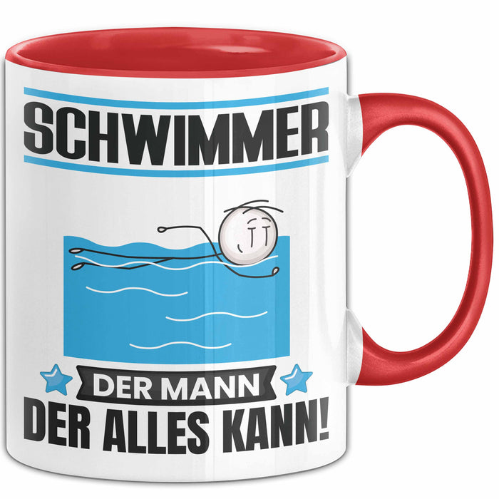 Schwimmer Tasse Geschenk für Schwimmer Der Mann Der Alles Kann Geschenkidee zum Geburtstag Rot Trendation