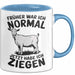 Ziegenbauer Ziegen Tier Tasse Geschenk Lustige Geschenkidee Spruch Früher War Ich Normal Jetzt Habe Ich Ziegen Blau Trendation