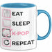 KPop Tasse Geschenk Eat Sleep KPop Repeat Spruch Geschenkidee Blau Trendation