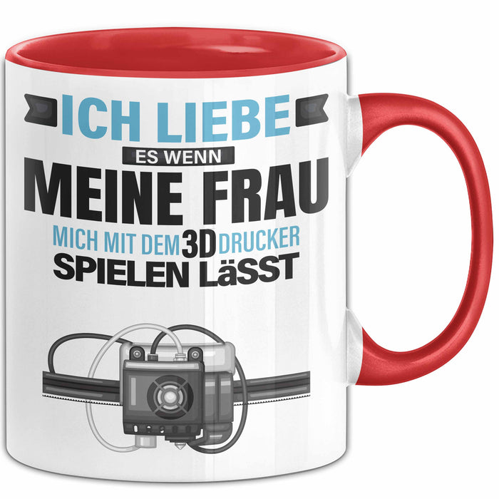 3D Drucker Tasse "Ich Liebe Meine Frau" Geschenk für Ehepartner und Technikfans Rot Trendation