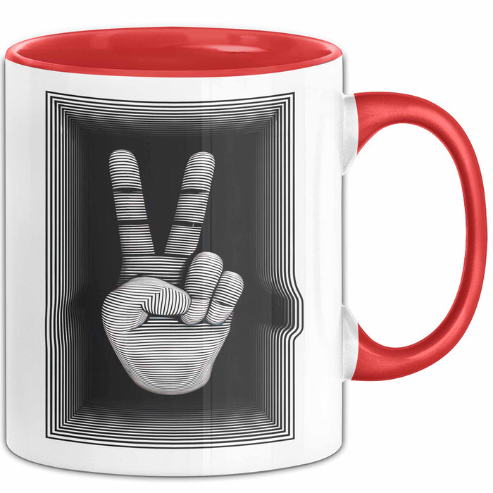 Friedenszeichen Tasse Geschenk Lustige Geschenkidee Spruch Rot Trendation