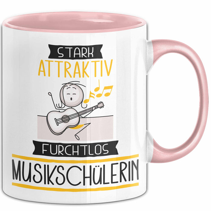 Musikschülerin Tasse Geschenk Becher Stark Attraktiv Furchtlos Musikschülerin Lustige Geschenkidee Rosa Trendation