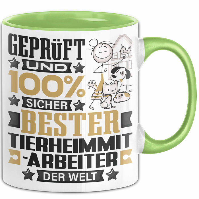 Tierheimmitarbeiter Geschenk Lustiger Spruch für Tierheimmitarbeiter Geschenkidee Bester Tierheimmitarbeiter Der Welt Grün Trendation