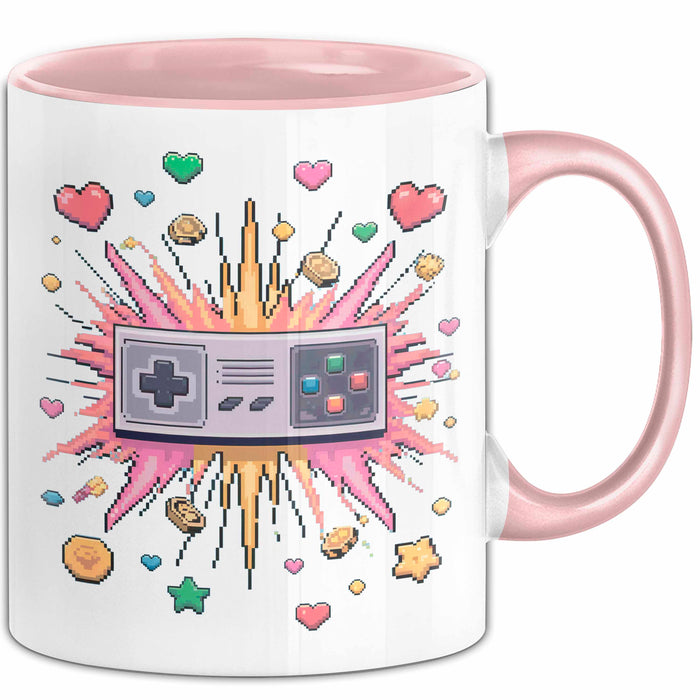 Gamer Tasse Geschenk Lustige Geschenkidee Spruch Für Pixel Krieger Rosa Trendation