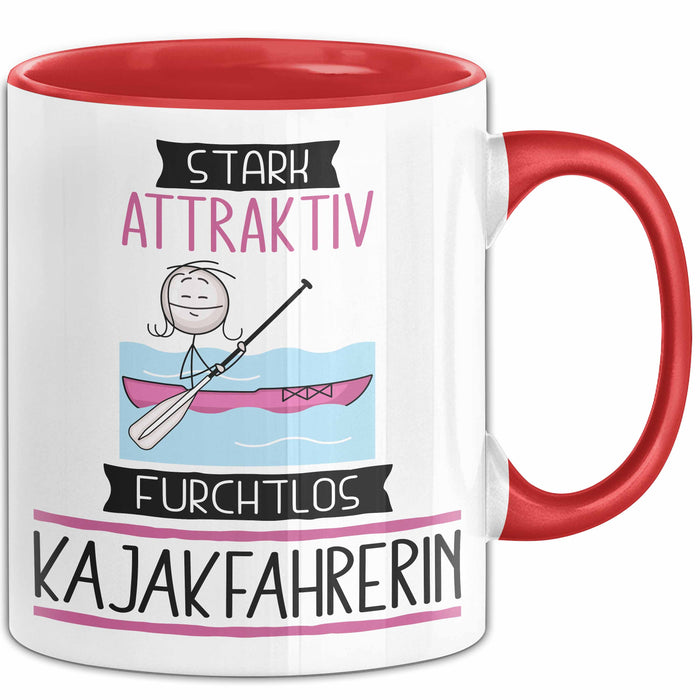 Kajakfahrerin Tasse Geschenk Becher Stark Attraktiv Furchtlos Kajakfahrerin Lustige Geschenkidee Rot Trendation