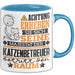 Katzenbetreuer Geschenk Tasse Lustiger Spruch Erheben Sie Sich Der Katzenbetreuer Betritt den Raum Blau Trendation