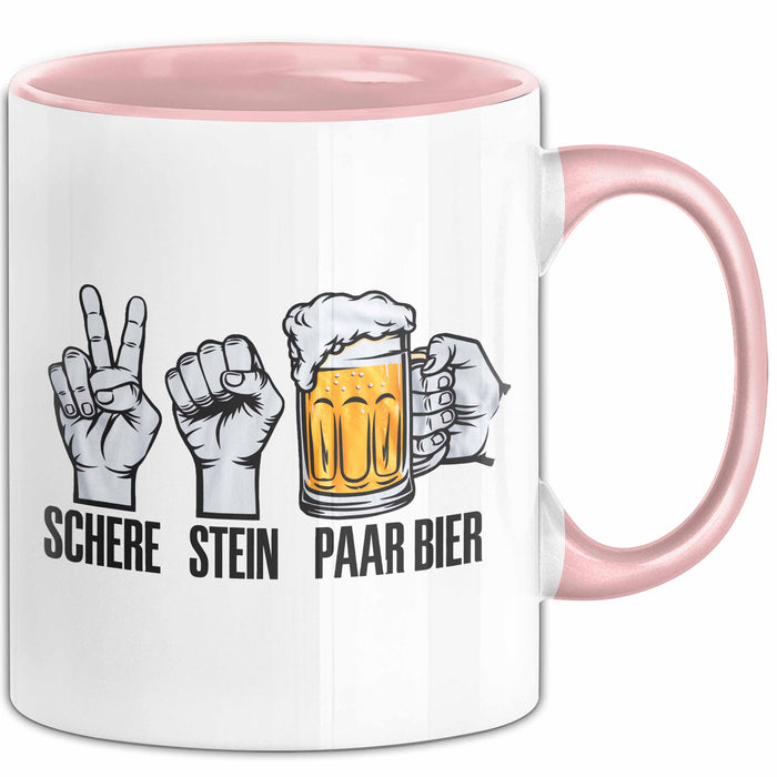 Bier Trinker Trinken Tasse Becher Geschenk Lustige Geschenkidee Spruch Schere Stein Paar Bier Rosa Trendation