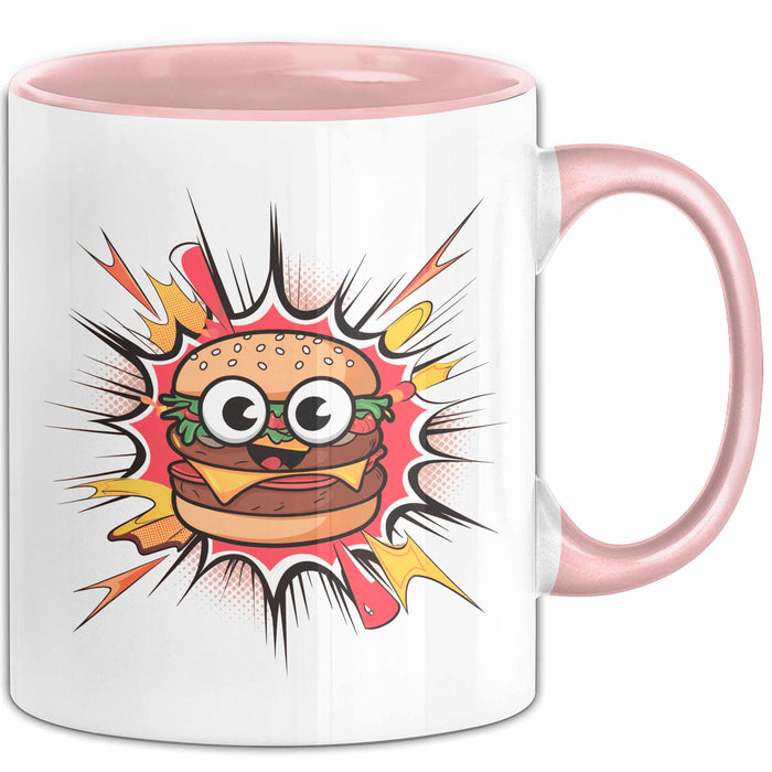 Burger Fan Tasse Geschenk Lustige Geschenkidee Spruch Für Fast Food Fans Rosa Trendation