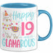 19er Geburtstag Tasse Geschenk Happy 19 And Glamarous Llama Alpaka Liebhaber Geschenkidee zum Geburtstag Blau Trendation