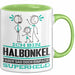 Halbonkel Geschenk Tasse Ich Bin Halbonkel Aber Sag Doch Einfach Superheld Lustige Geschenkdiee für Halbonkel Kaffee-Becher Grün Trendation