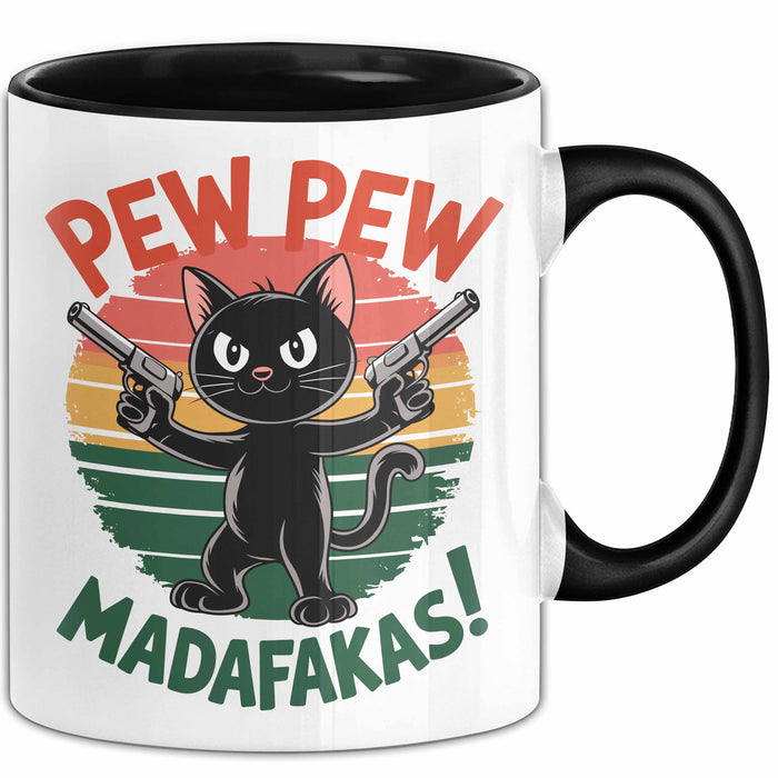 Katzen Tasse Geschenk Pew Pew Madafakas Geschenkidee Lustig Katze Schwarz Trendation