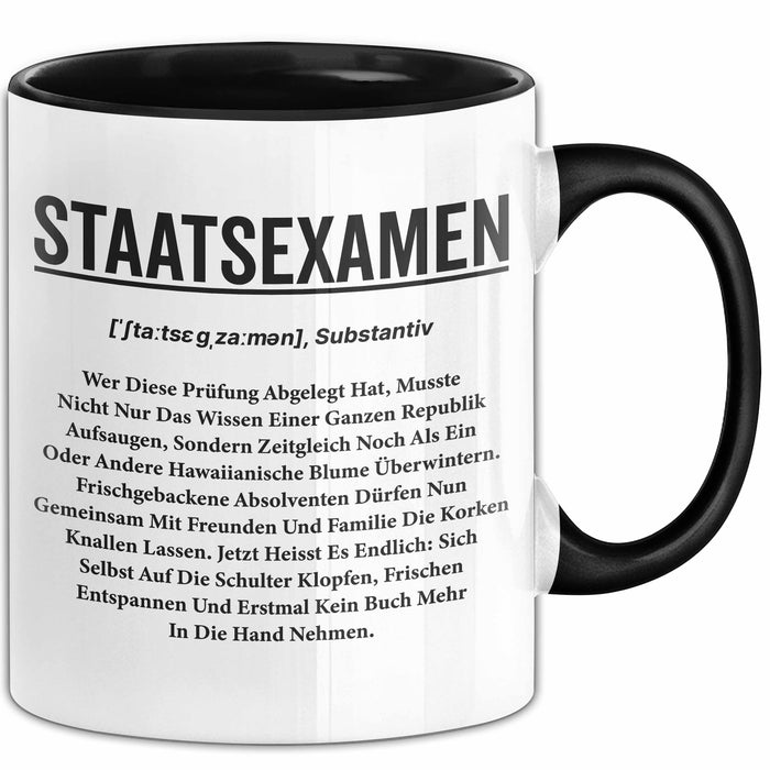 Prüfung Humor Tasse Geschenk Lustige Geschenkidee Spruch Staatsexamen Trendation