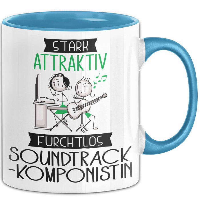 Soundtrack-Komponistin Tasse Geschenk Becher Stark Attraktiv Furchtlos Soundtrack-Komponistin Lustige Geschenkidee Blau Trendation
