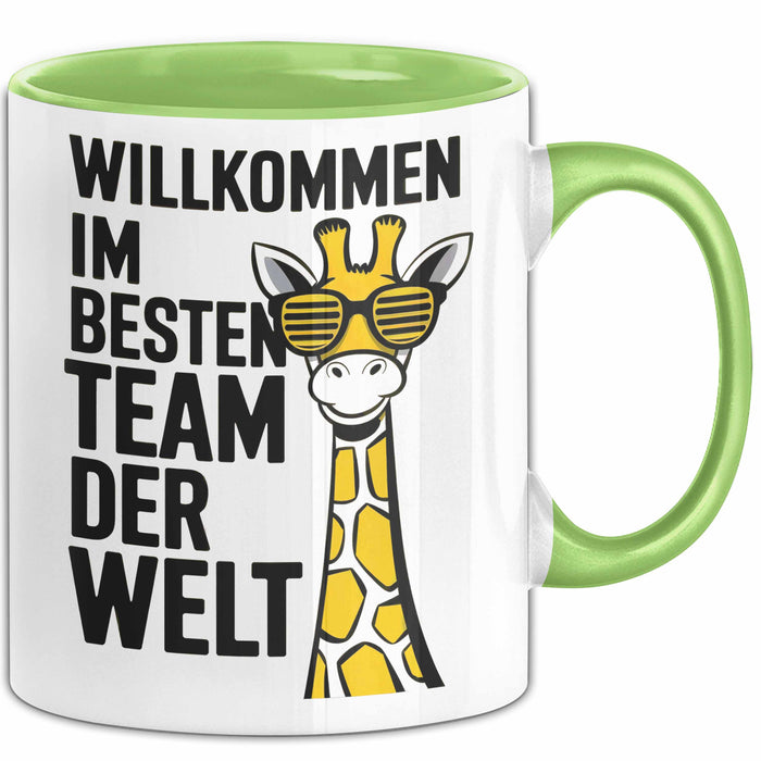 Office Arbeitskollege Tasse Geschenk Lustige Geschenkidee Spruch Willkommen Im Besten Team Der Welt Grün Trendation