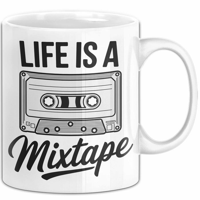 Retro Kassette Mixtape Tasse Geschenk Lustige Geschenkidee Spruch Das Leben Ist Ein Mixtape Weiß Trendation