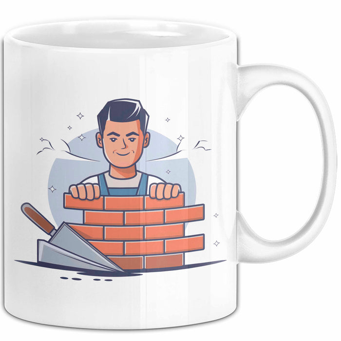 Maurer Tasse Geschenk Lustige Geschenkidee Spruch Für Ziegelbauer Weiß Trendation