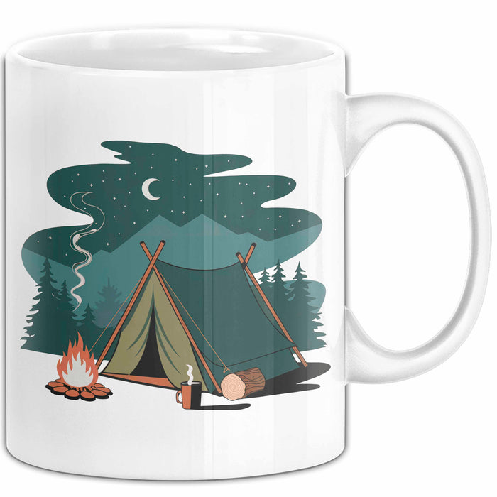 Camper Tasse Geschenkidee für Zeltleben Entdecker Weiß Trendation