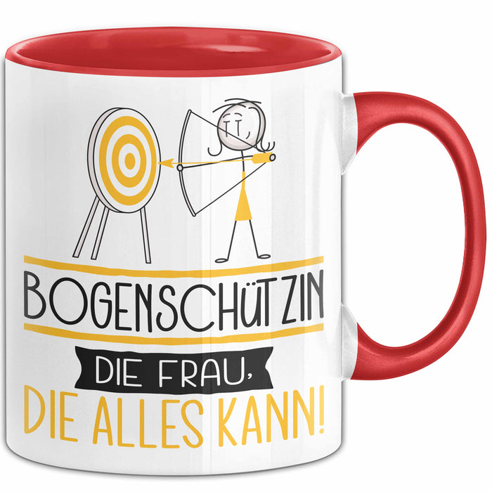 Bogenschützin Geschenk Tasse Becher Die Frau Die Allen Kann Geschenkidee für eine Bogenschützin Lustig Rot Trendation