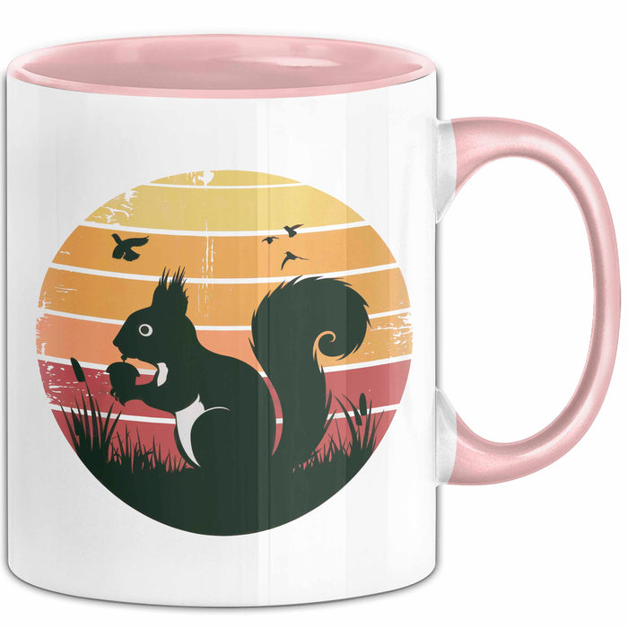 Eichhörnchen Tierliebhaber Retro Tasse Geschenk Lustige Geschenkidee Spruch Rosa Trendation