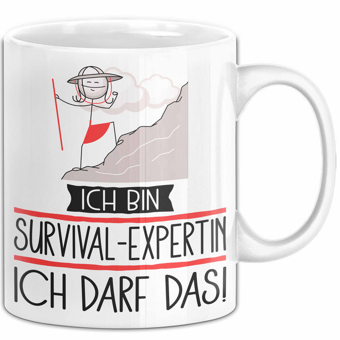 Geschenk für Survival-Expertin Tasse Lustige Geschenkidee Geburtstag Ich Bin Survival-Expertin Ich Darf Das Weiß Trendation