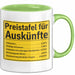 Büroarbeit Kollege Tasse Geschenk Lustige Geschenkidee Spruch Preistafel Für Auskünfte Grün Trendation