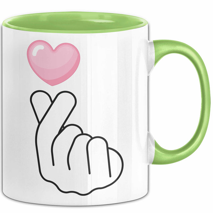KPop Tasse Geschenk Finger Heart Herz Grafik Geschenkidee Fans Grün Trendation