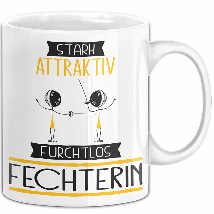Fechterin Tasse Geschenk Becher Stark Attraktiv Furchtlos Fechterin Lustige Geschenkidee Weiß Trendation