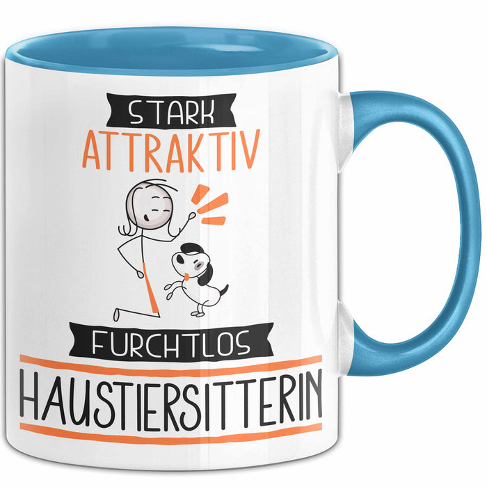 Haustiersitterin Tasse Geschenk Becher Stark Attraktiv Furchtlos Haustiersitterin Lustige Geschenkidee Blau Trendation