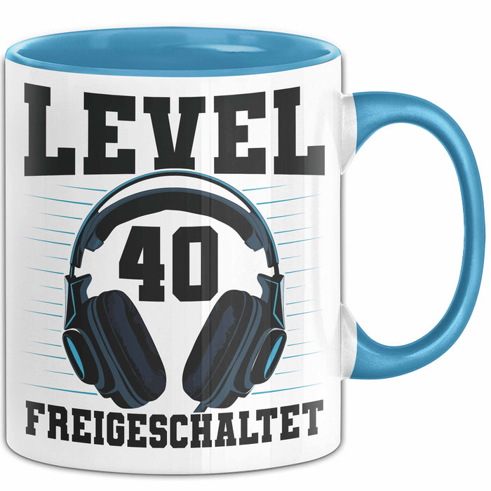 40. Geburtstag Geschenk Männer Gamer Tasse Geschenk 40Er Geburtstag Blau Trendation