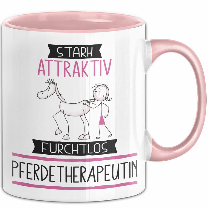 Pferdetherapeutin Tasse Geschenk Becher Stark Attraktiv Furchtlos Pferdetherapeutin Lustige Geschenkidee Rosa Trendation